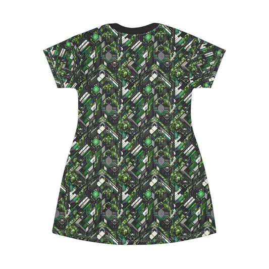 Tech Camo Fusion Tech-Forward Streetwear With a Futuristic Edge T-Shirt Dress - 8404 Design-58