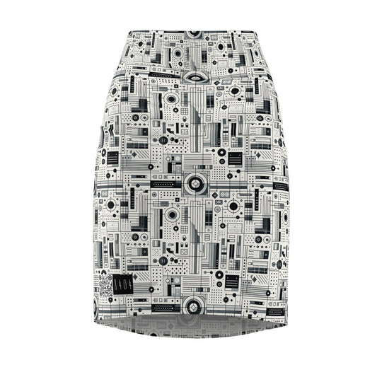Digital Minimalism Minimalist Tech Women's Pencil Skirt - 8404 Design-53