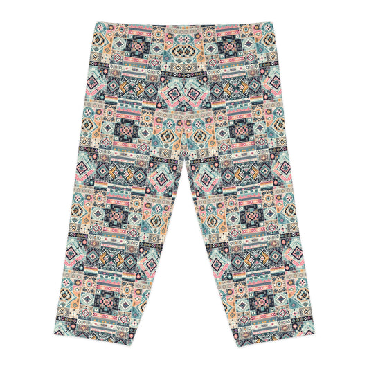 Digital Artisanal Fusion Digital Artisanal Women's Capri Leggings - 8404 Design-55
