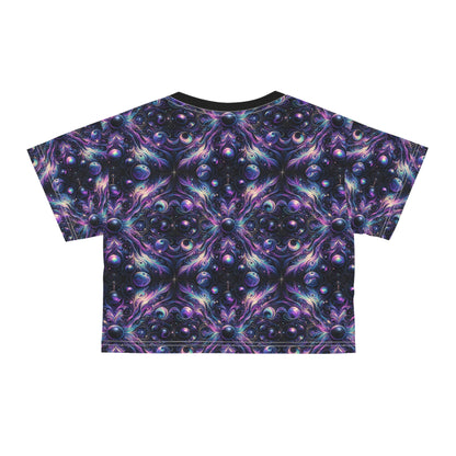 Galactic Hues Tech-Forward Cosmic Fusion Crop Tee - 8404 Design-41