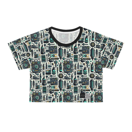 Tech Utility Fusion Modern Tech Streetwear Crop Tee - 8404 Design-53