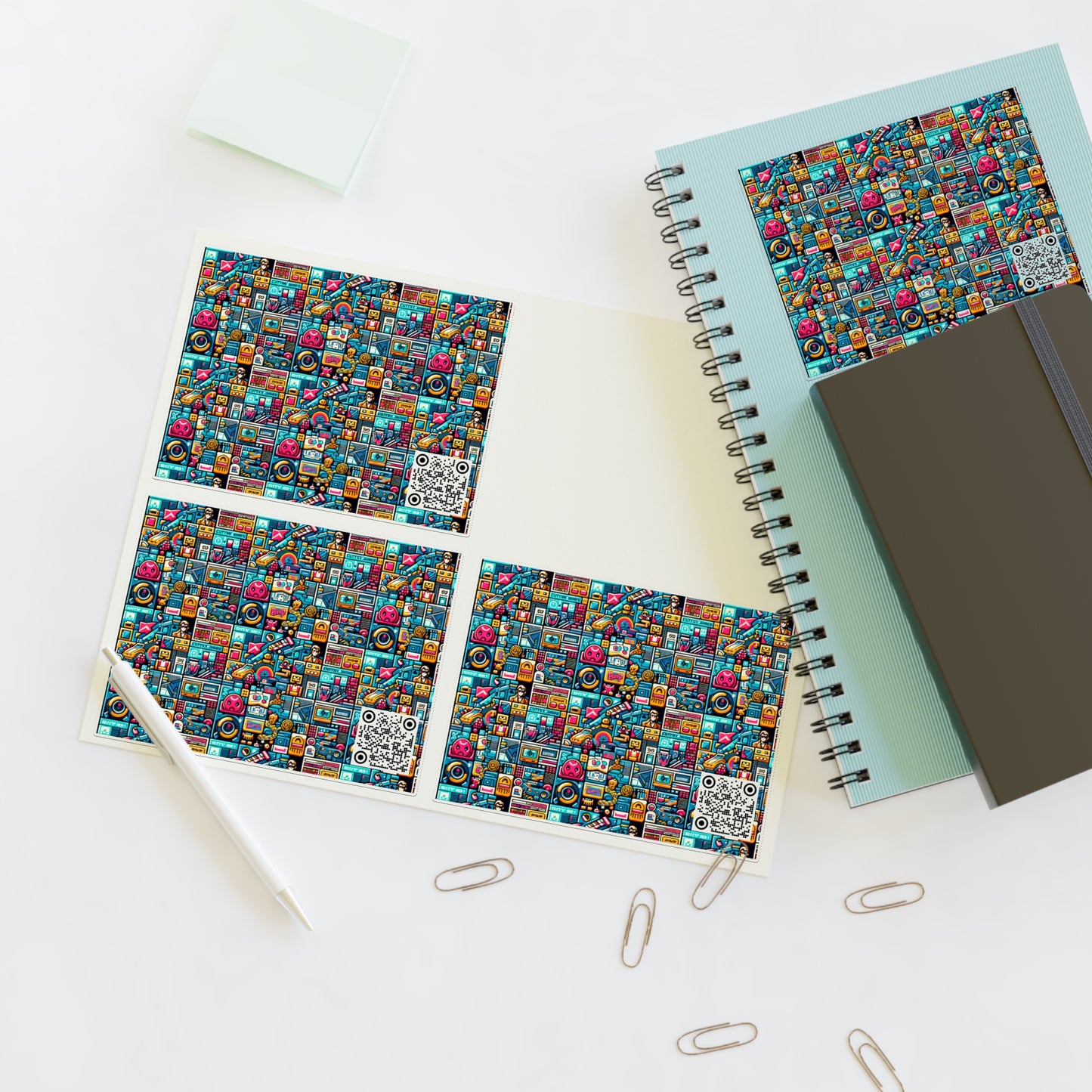 Digital Pop Culture Mashup Maximalist Pop Sticker Sheet - 8404 Design-47