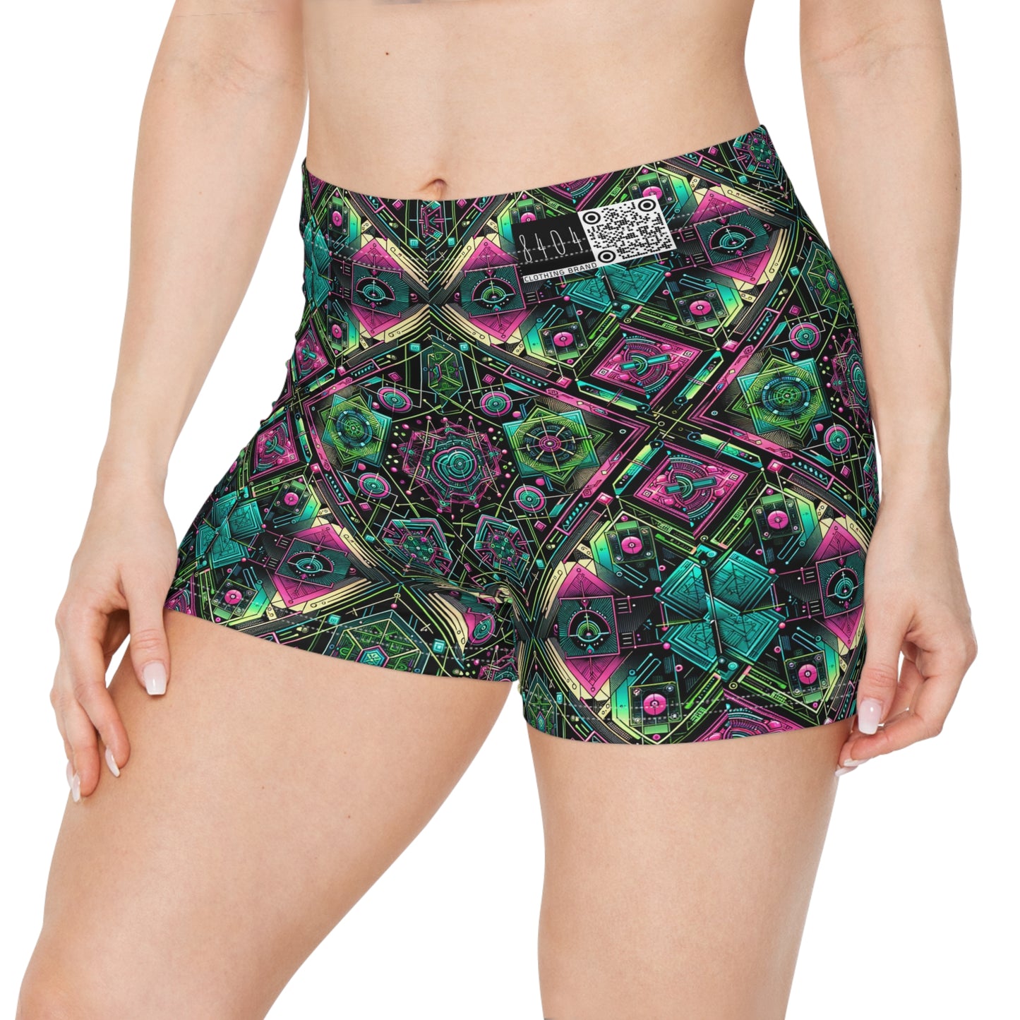 Tech-Infused Graphics Tech-Forward Streetwear Women's Shorts - 8404 Design-45