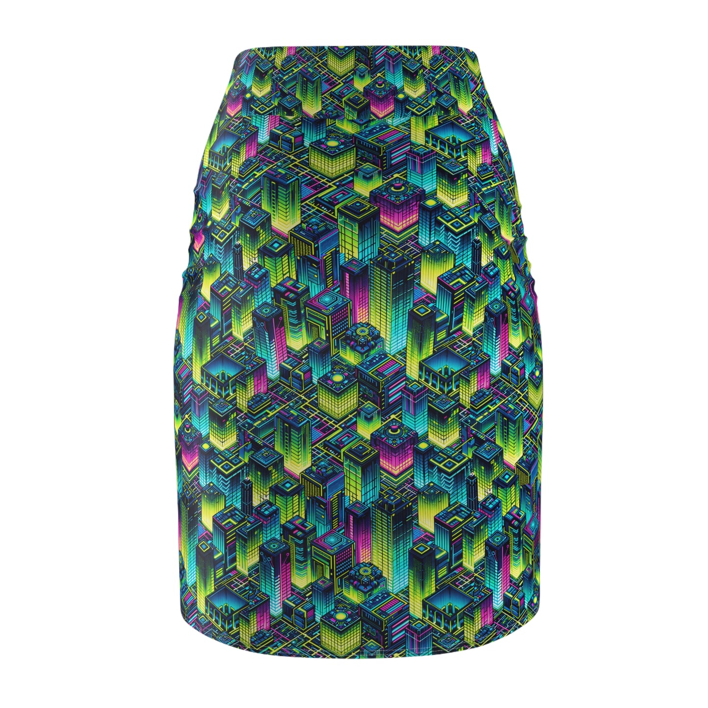 Tech-Infused Neon Tech-Forward Streetwear Women's Pencil Skirt - 8404 Design-65