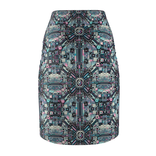 Digital Renaissance Tech-Forward Maximalism Women's Pencil Skirt - 8404 Design-44