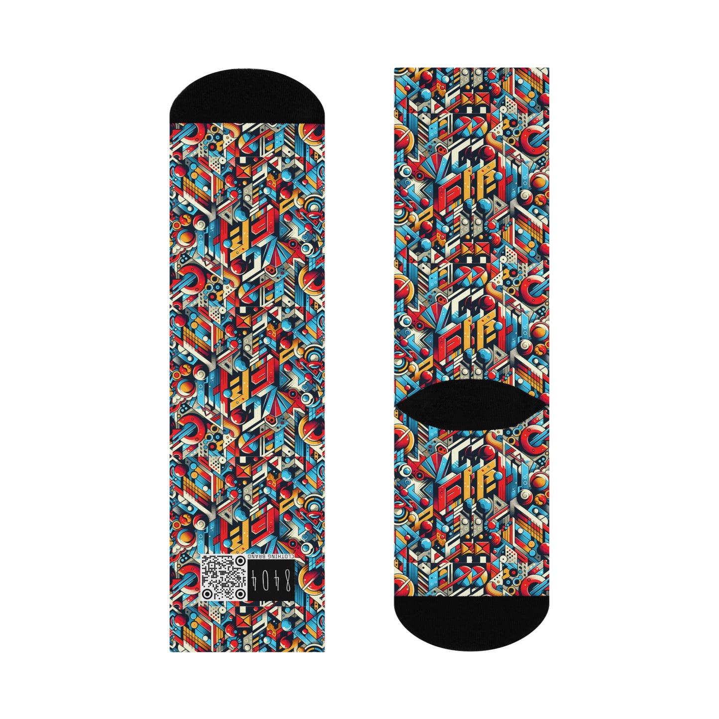Neo-Traditional Street Art Modern Street Art Fusion Cushioned Crew Socks - 8404 Design-67