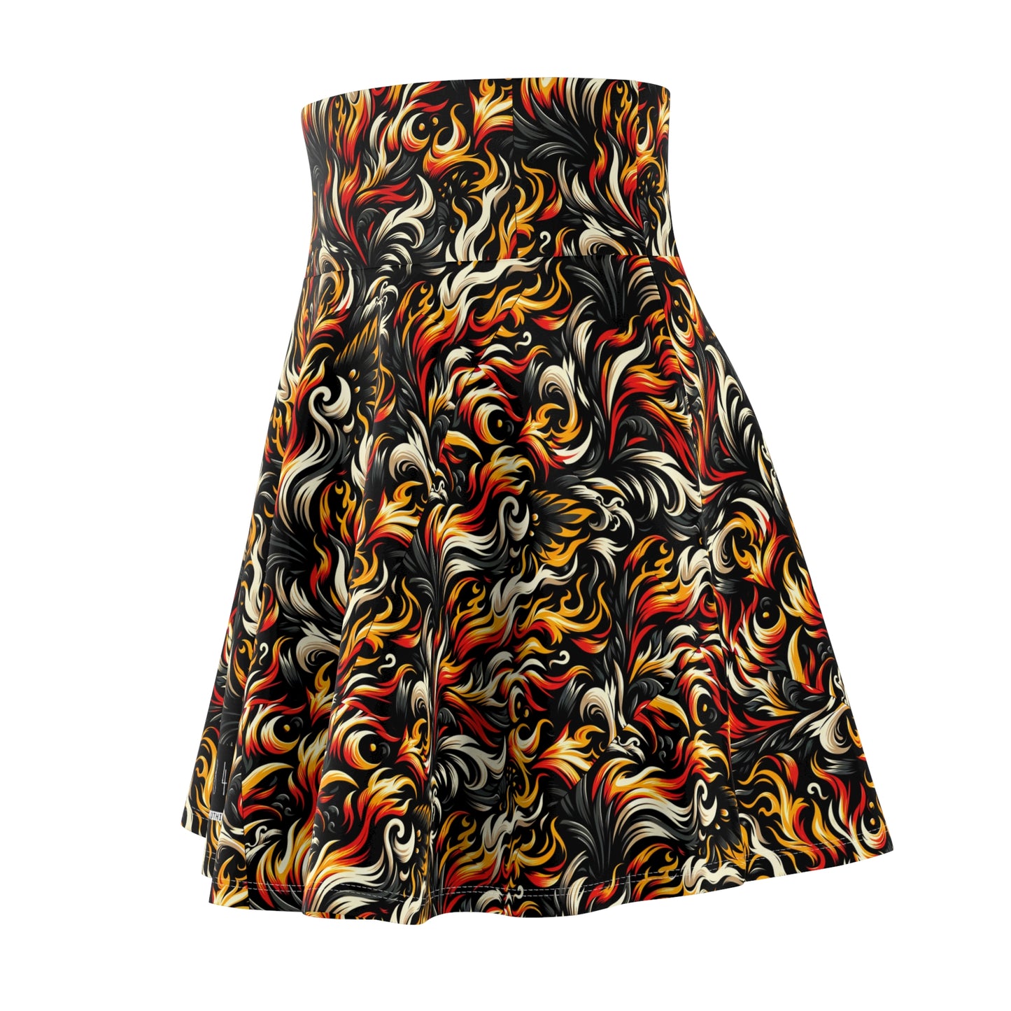Fire & Flames Bold Streetwear Statement Women's Skater Skirt - 8404 Design-55