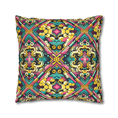 Neon Pop Art Revival Pop Culture Retro Faux Suede Square Pillowcase - 8404 Design-59