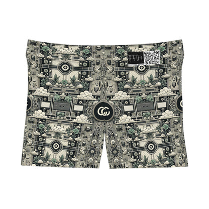 Cyber Garden Party Tech Garden Extravaganza Women's Shorts - 8404 Design-54