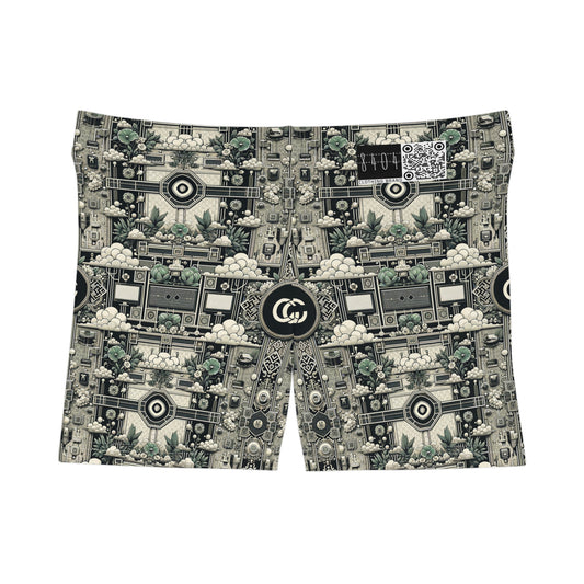 Cyber Garden Party Tech Garden Extravaganza Women's Shorts - 8404 Design-54