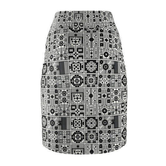 Digital Minimalism Minimalist Tech Women's Pencil Skirt - 8404 Design-55