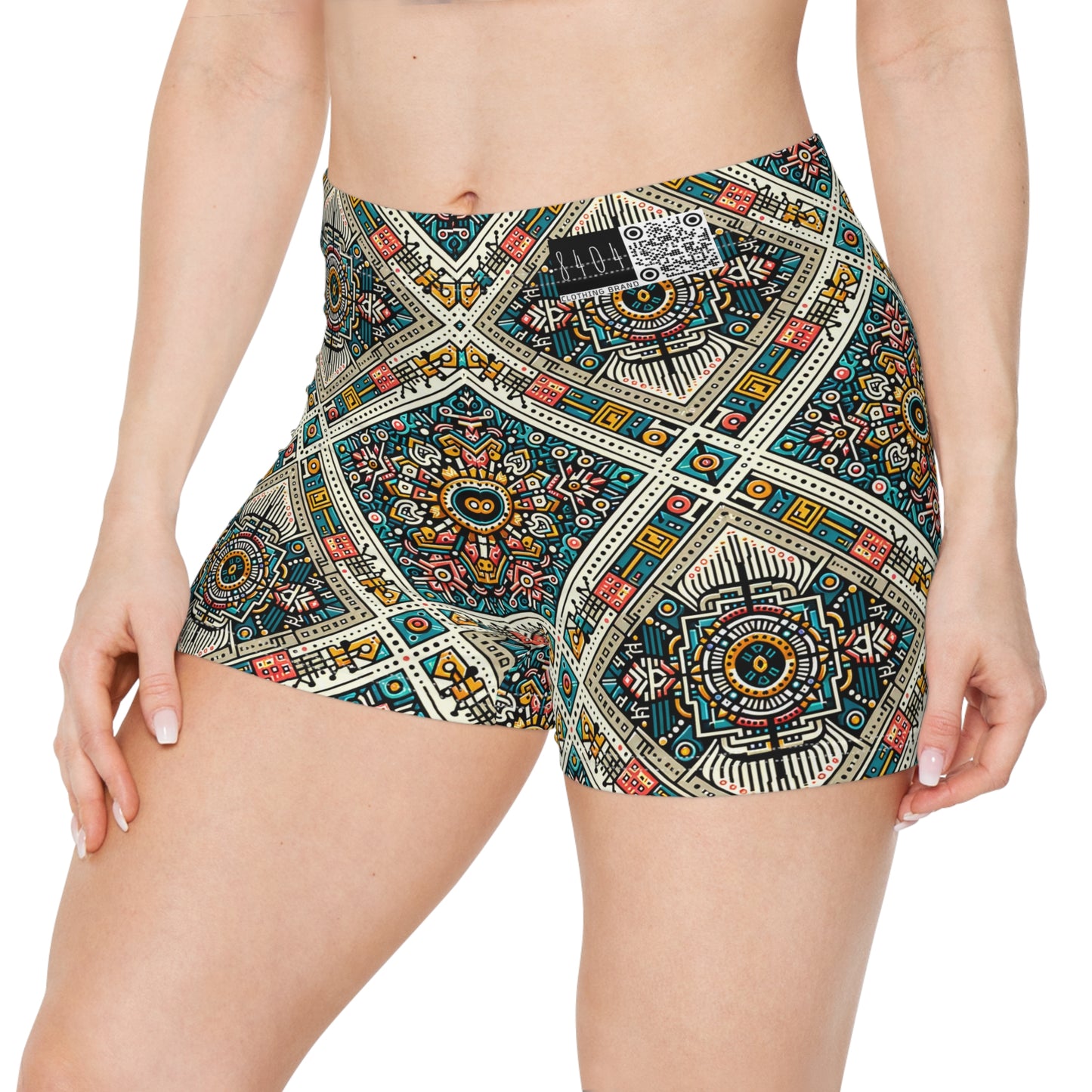 Cultural Fusion Tech Blend of Cultural Heritage With Tech-Inspired Elements Women's Shorts - 8404 Design-64