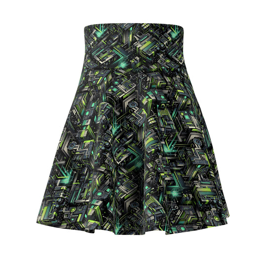 Tech-Infused Graphics Tech-Forward Streetwear Women's Skater Skirt - 8404 Design-47