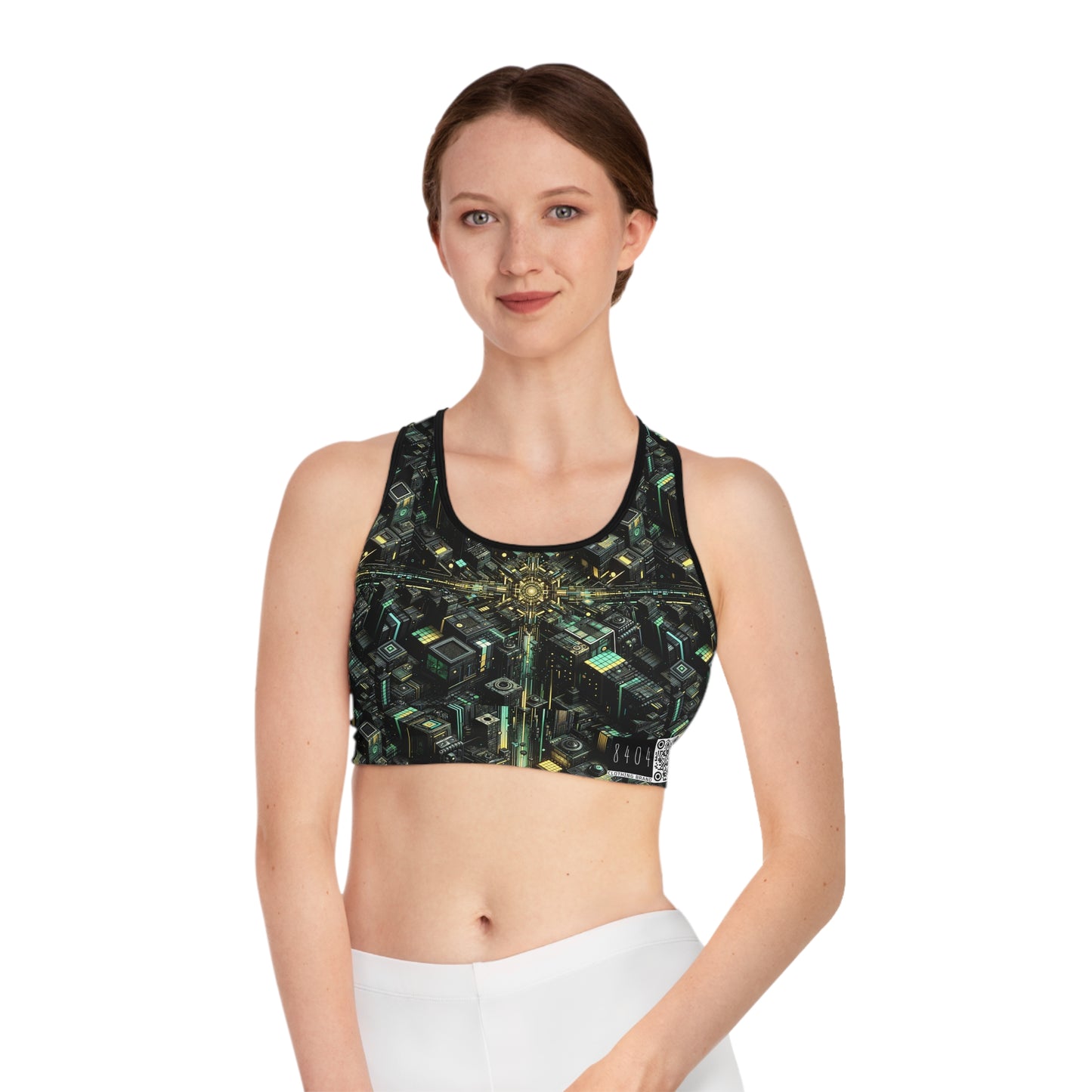Tech Noir Graphics Tech-Inspired Streetwear Sports Bra - 8404 Design-66