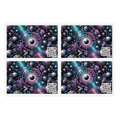Galactic Hues Tech-Forward Cosmic Fusion Sticker Sheets - 8404 Design-56