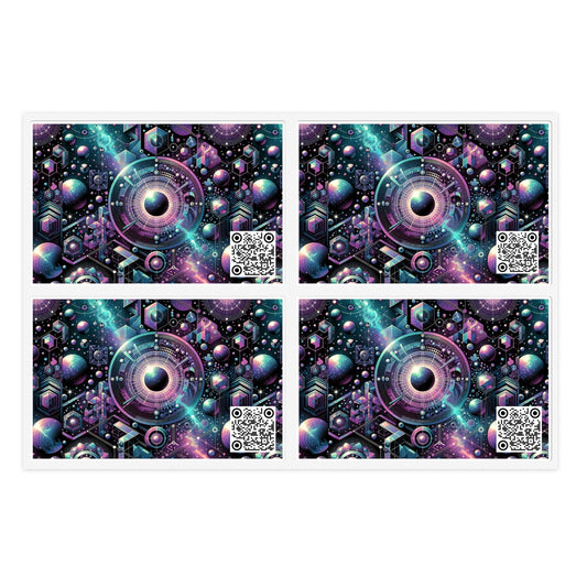 Galactic Hues Tech-Forward Cosmic Fusion Sticker Sheets - 8404 Design-56