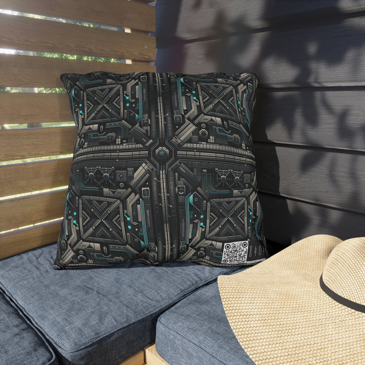 Tech Noir Futuristic Tech Aesthetic with a Dark Twist Outdoor Pillow - 8404 Design-59