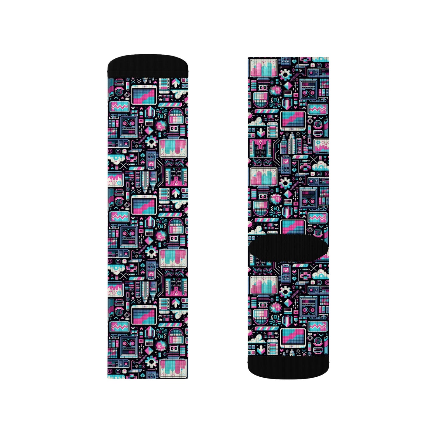 Digital Rebellion Youthful Streetwear with a Rebellious Digital Twist Sublimation Socks - 8404 Design-71