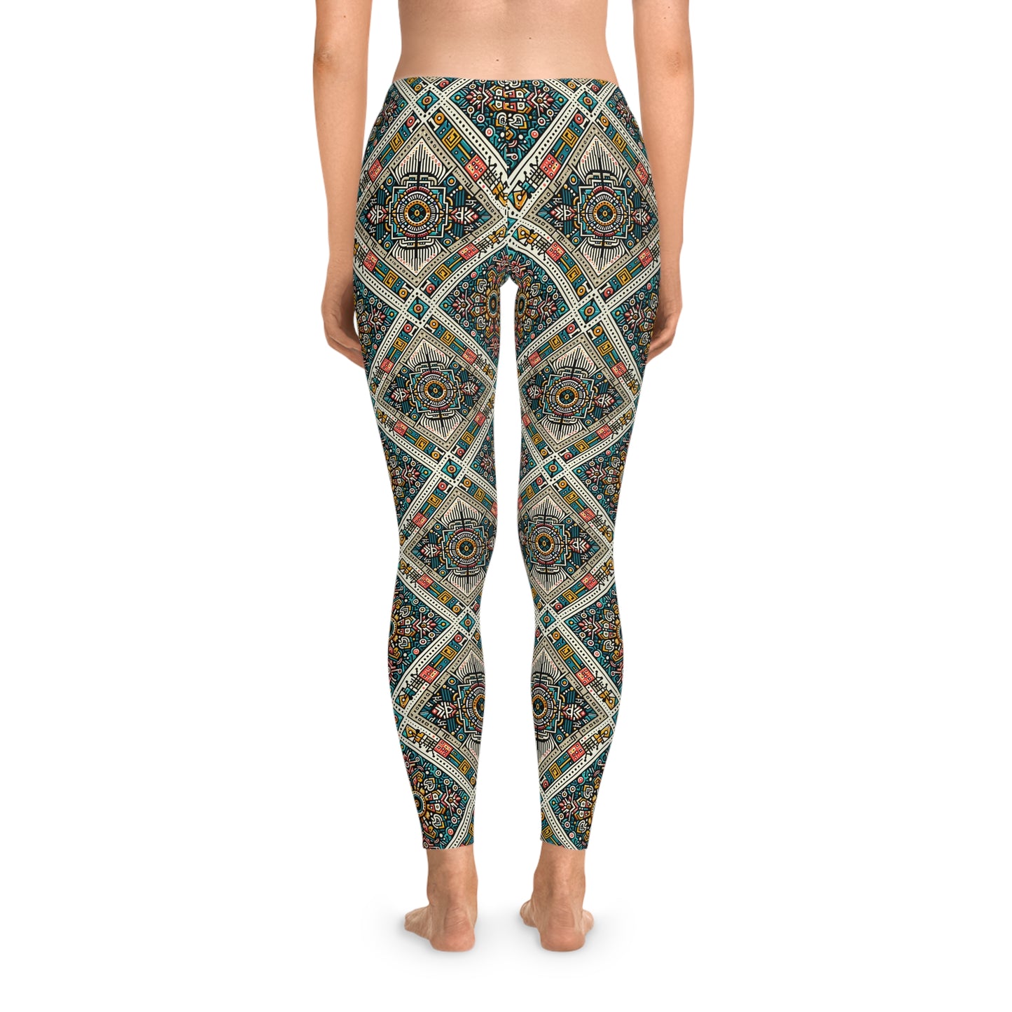 Cultural Fusion Tech Blend of Cultural Heritage With Tech-Inspired Elements Stretch Leggings - 8404 Design-64