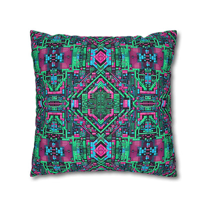 Digital Glitch Vibes Tech-Inspired Streetwear Spun Polyester Square Pillowcase - 8404 Design-71