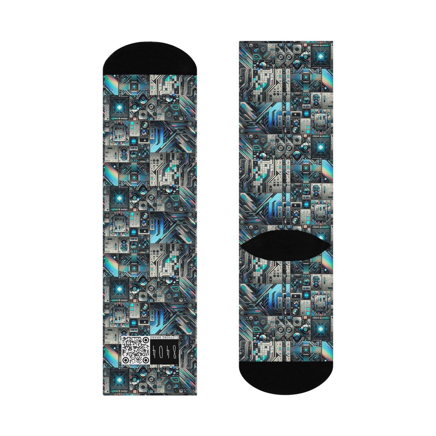 Tech-Infused Futurism Sleek Tech Edge Cushioned Crew Socks - 8404 Design-48