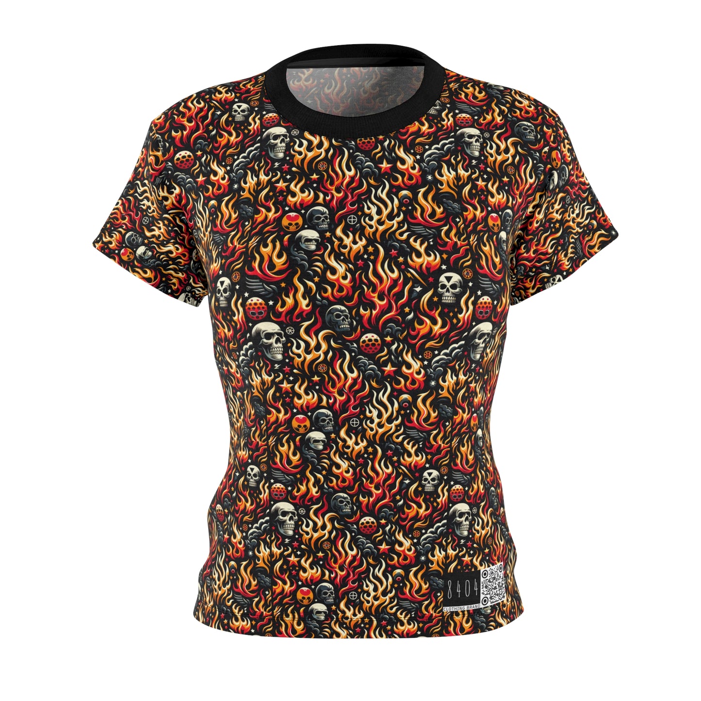 Flame Graphics Maximalist Streetwear Women's Cut & Sew Tee - 8404 Design-76
