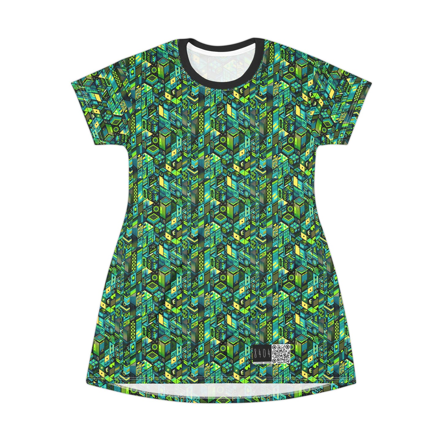 Tech-Infused Neon Tech-Forward Streetwear T-Shirt Dress - 8404 Design-61