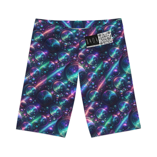 Iridescent Tech Fusion Tech-Forward Streetwear Women's Bike Shorts - 8404 Design-51