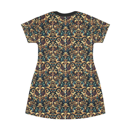 Digital Renaissance Modern Baroque Fusion T-Shirt Dress - 8404 Design-57