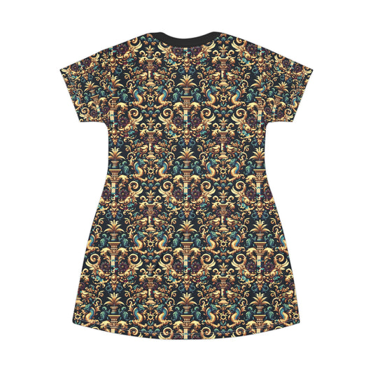 Digital Renaissance Modern Baroque Fusion T-Shirt Dress - 8404 Design-57