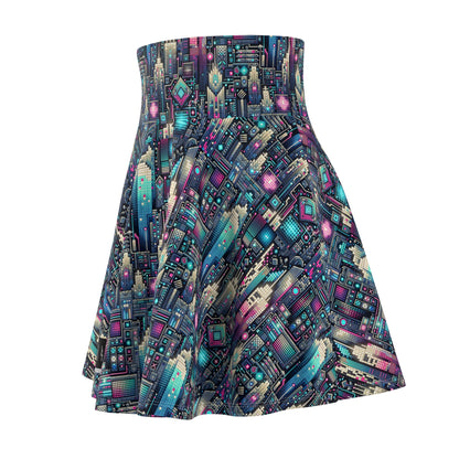 Digital Renaissance Tech-Forward Maximalism Women's Skater Skirt - 8404 Design-56