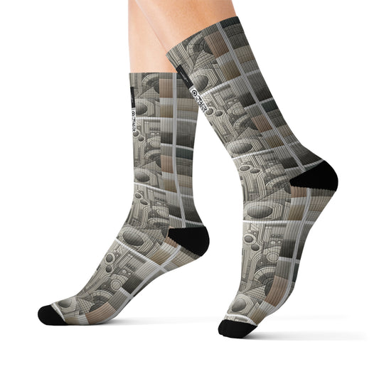 Tech Utility Chic Tech-Forward Minimalist Sublimation Socks - 8404 Design-59