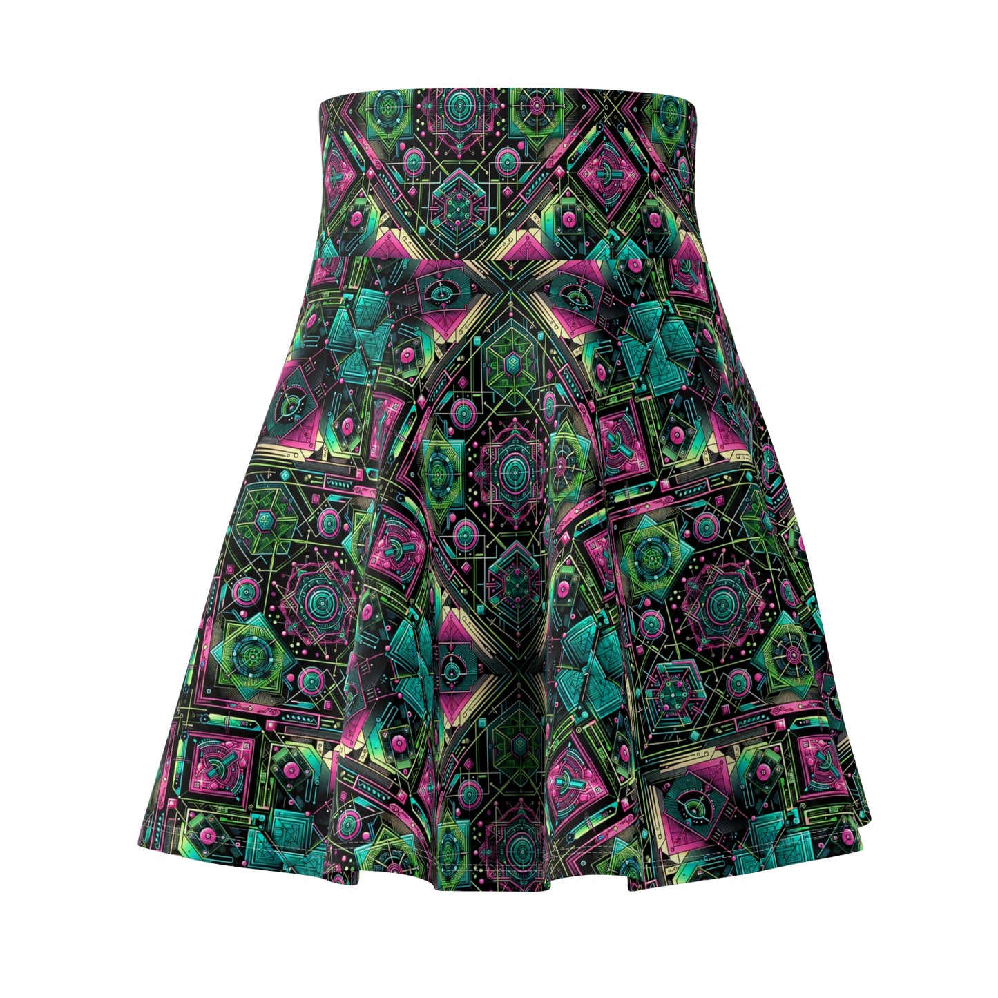 Tech-Infused Graphics Tech-Forward Streetwear Women's Skater Skirt - 8404 Design-45