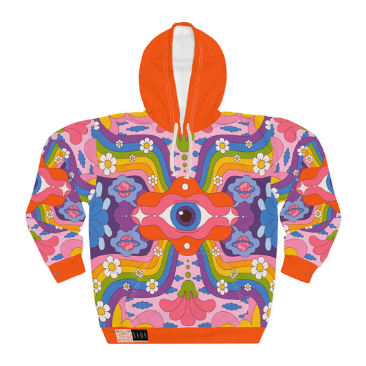 8404's Unisex Adult "the Eye of Trance in Orange" Fashion Pullover Hoodie