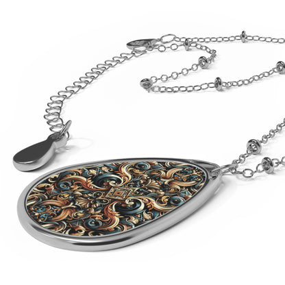 Urban Renaissance Historical Fusion With Street Edge Oval Necklace - 8404 Design-59