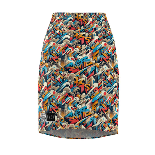 Neo-Traditional Street Art Modern Street Art Fusion Women's Pencil Skirt - 8404 Design-44