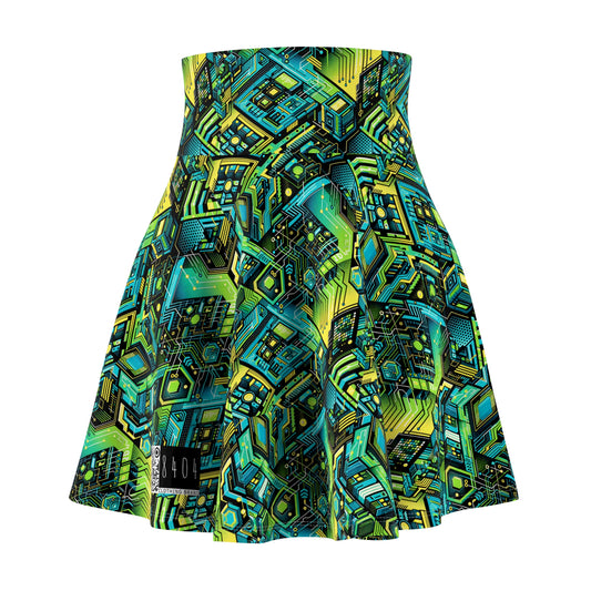 Tech-Infused Neon Tech-Forward Streetwear Women's Skater Skirt - 8404 Design-38