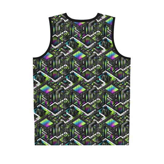 Retro Futurism Graphics Tech-Forward Streetwear Basketball Jersey - 8404 Design-52