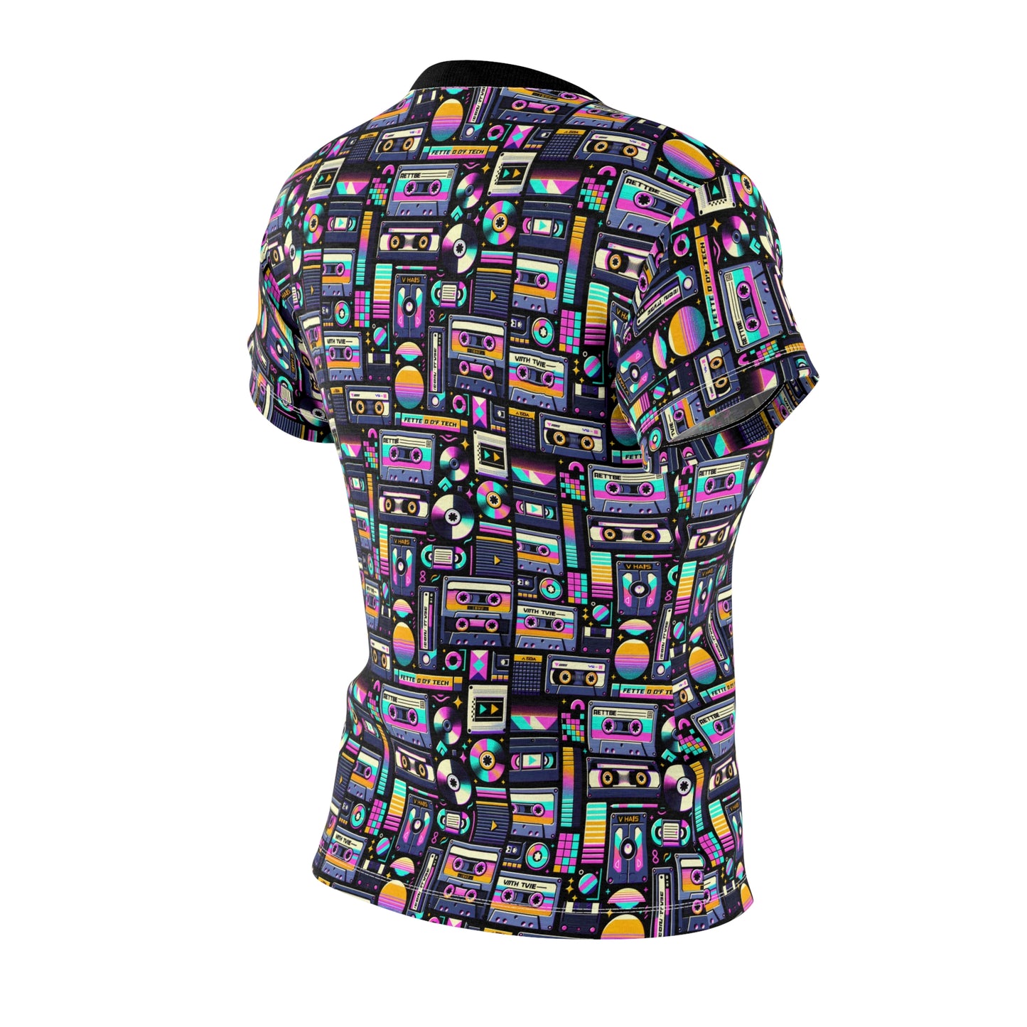 Digital Nostalgia Tech-Inspired Retro Fusion Women's Cut & Sew Tee - 8404 Design-48