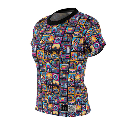 Digital Pop Culture Mashup Maximalist Pop Women's Cut & Sew Tee - 8404 Design-52