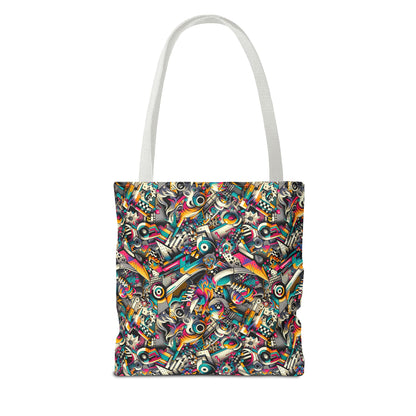Urban Graffiti Fusion Eclectic Street Art Meets Modern Tech Culture Tote Bag - 8404 Design-55