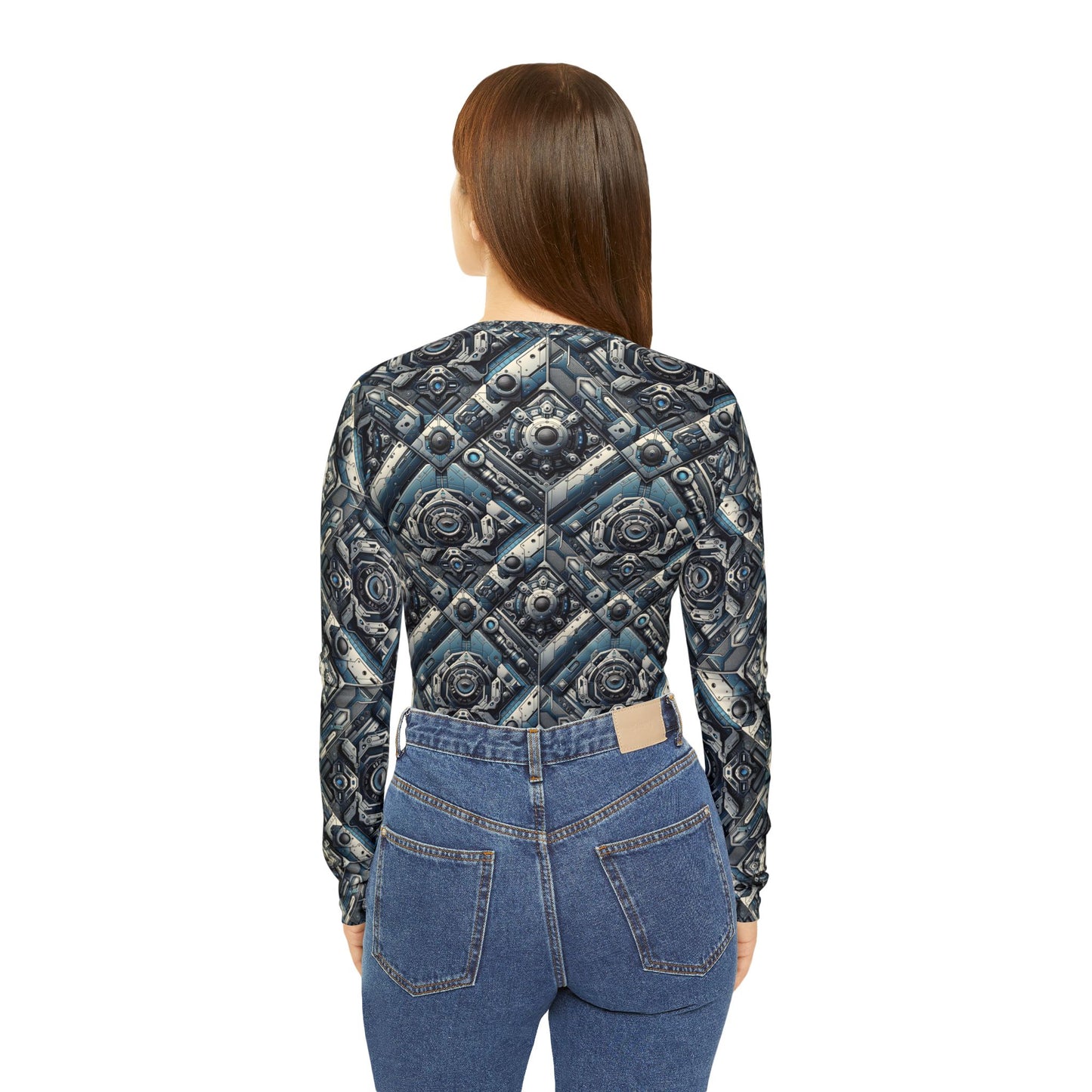 Tech Utility Fusion Tech-Forward Utility With a Futuristic Edge Women's Long Sleeve V-Neck Shirt - 8404 Design-43