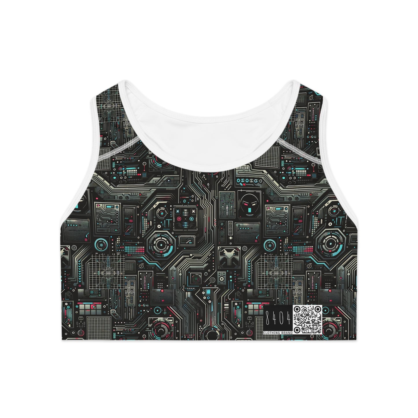 Tech Noir Aesthetics Sleek Tech Streetwear Sports Bra - 8404 Design-52