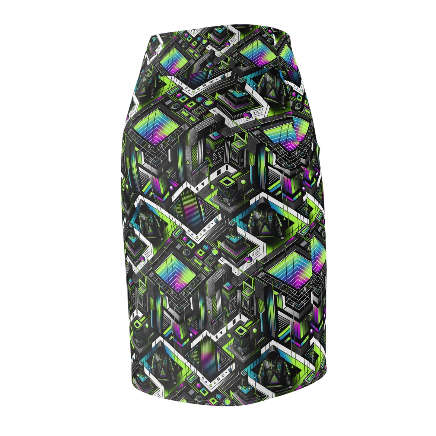 Retro Futurism Graphics Tech-Forward Streetwear Women's Pencil Skirt - 8404 Design-52