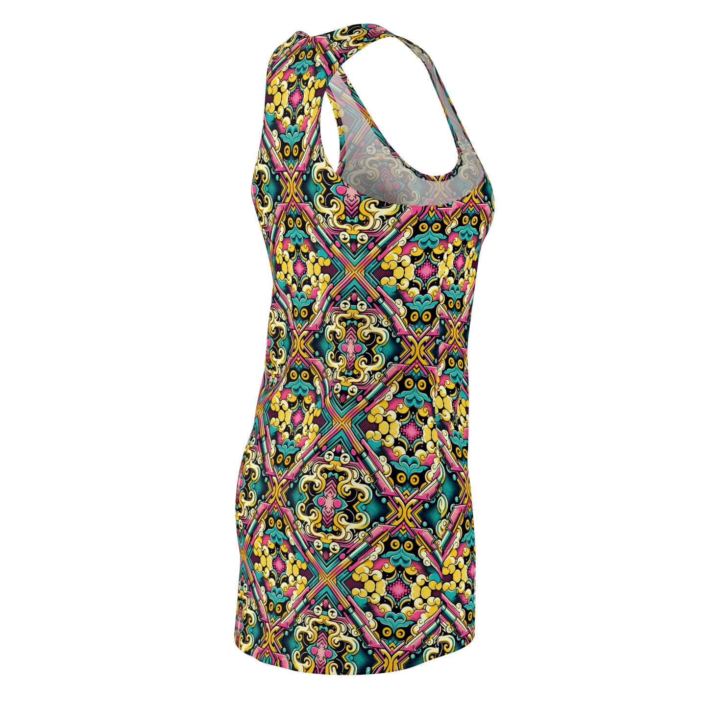Neon Pop Art Revival Pop Culture Retro Women's Cut & Sew Racerback Dress - 8404 Design-59