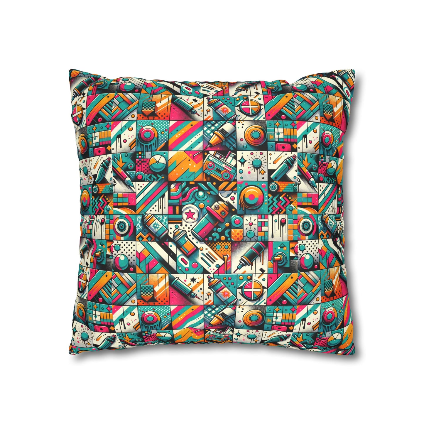 Graffiti Fusion Modern Street Art Fusion Faux Suede Square Pillowcase - 8404 Design-58