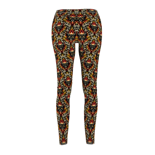 Flame Graphics Maximalist Streetwear Women's Cut & Sew Casual Leggings - 8404 Design-59