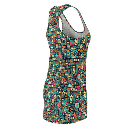 Skate Culture Revival Urban Retro Cool Women's Cut & Sew Racerback Dress - 8404 Design-61