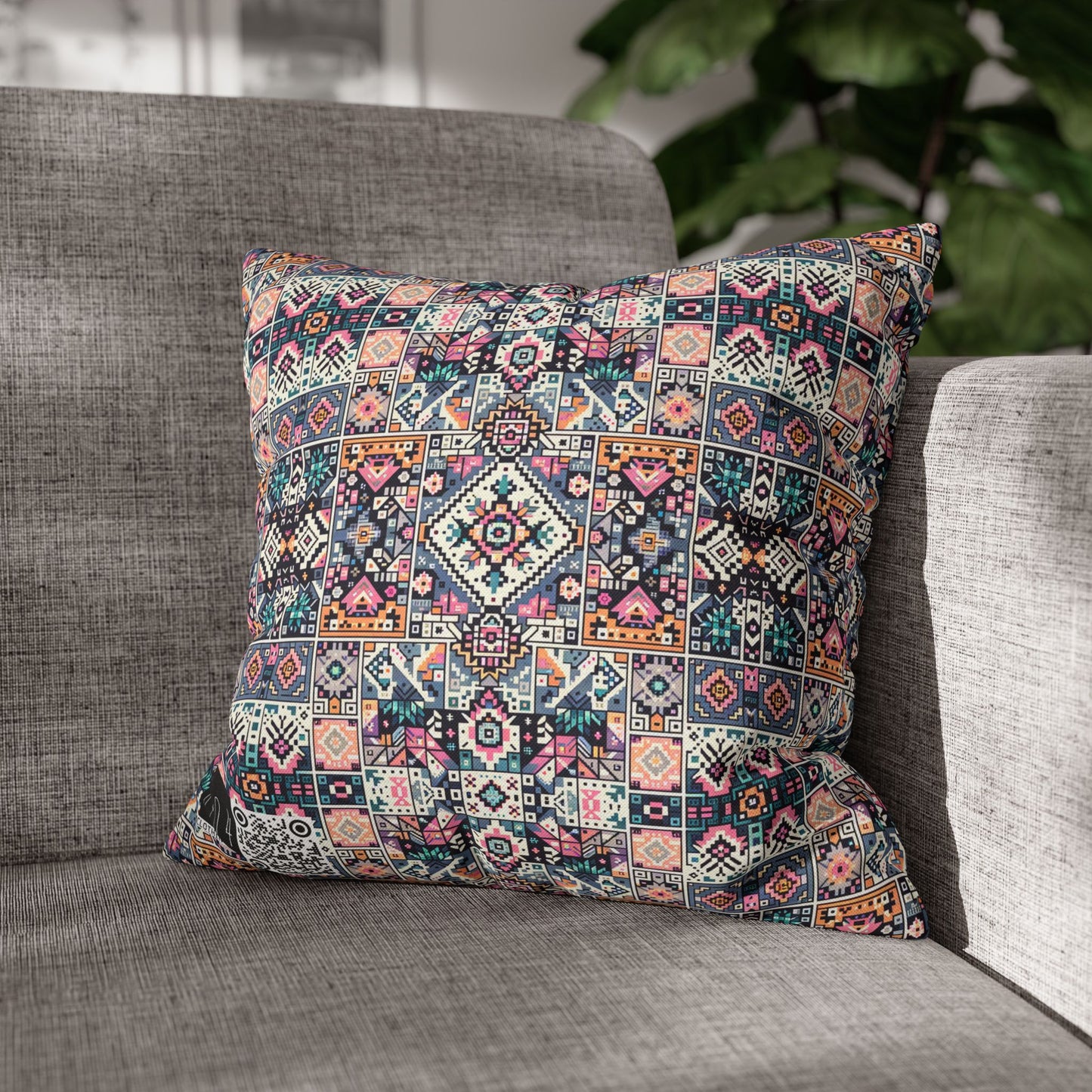 Spun Polyester Square Pillowcase - 8404 Design-02