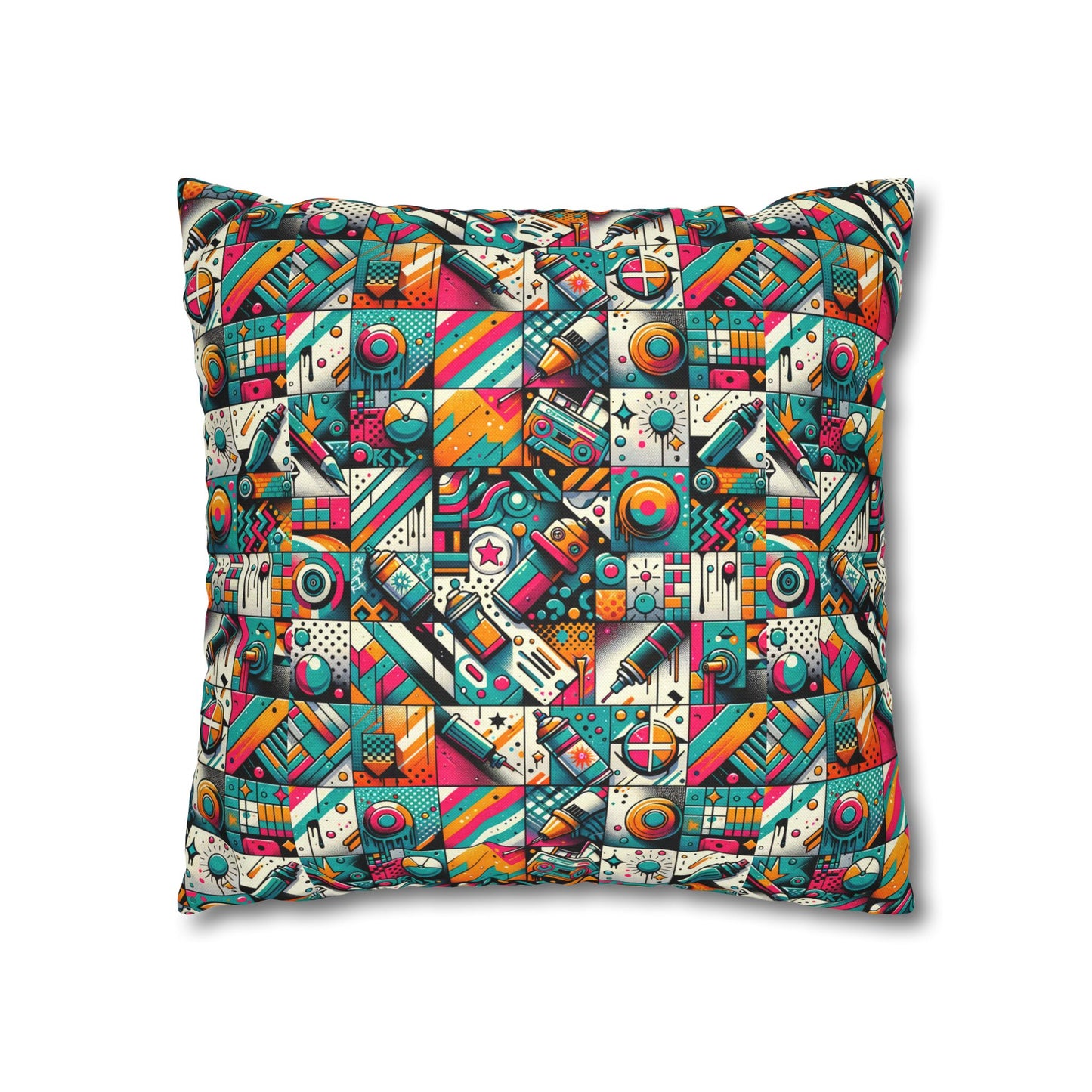 Graffiti Fusion Modern Street Art Fusion Spun Polyester Square Pillowcase - 8404 Design-58